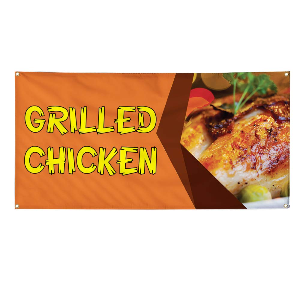 Vinyl Banner - 60x144 Inches Weatherproof Outdoor Advertising Sign with 10 Grommets for Restaurants, Grilled Chicken Promotion & Industrial Yard Signs (Multiple Sizes Available) - Perfect for Food Trucks, Events & Business Advertising
