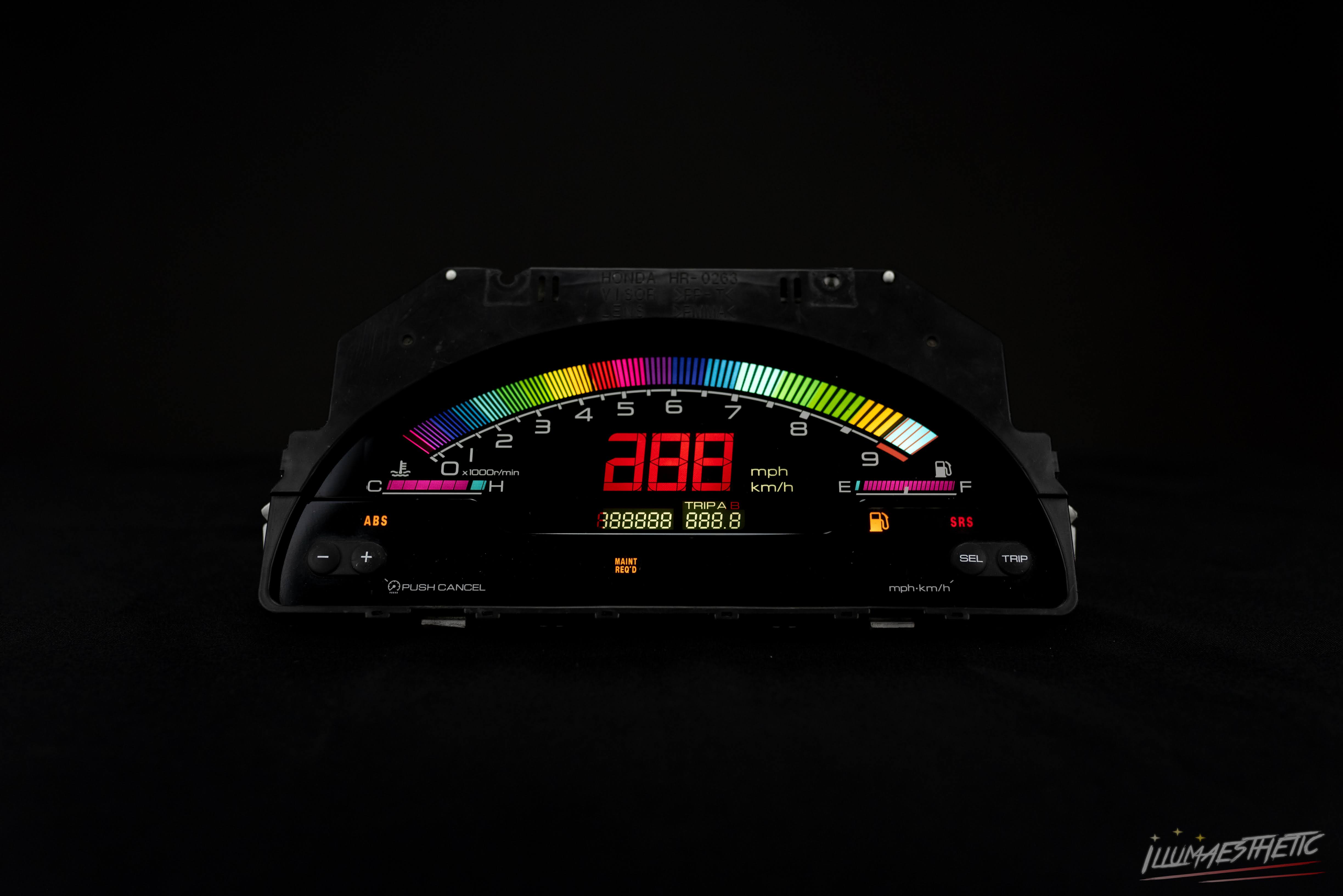 Illumaesthetic Honda S2000 AP1 Gauge Faces - High Visibility Custom Dashboard Instrument Cluster for Night Driving & Racing