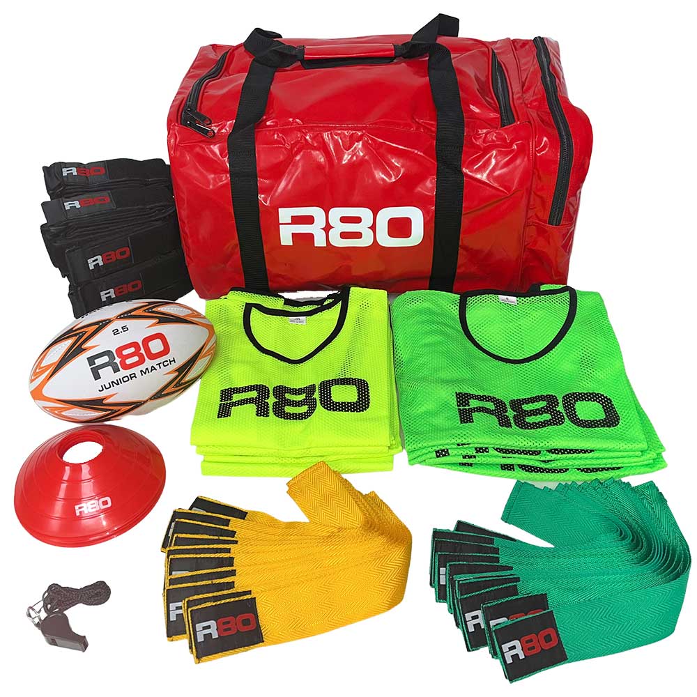 R80 Junior Rippa Game On Team Sets - Youth Flag Football Starter Kit for Kids Sports & Outdoor Play - Perfect for Backyard Games, School PE Class, and Team Practice