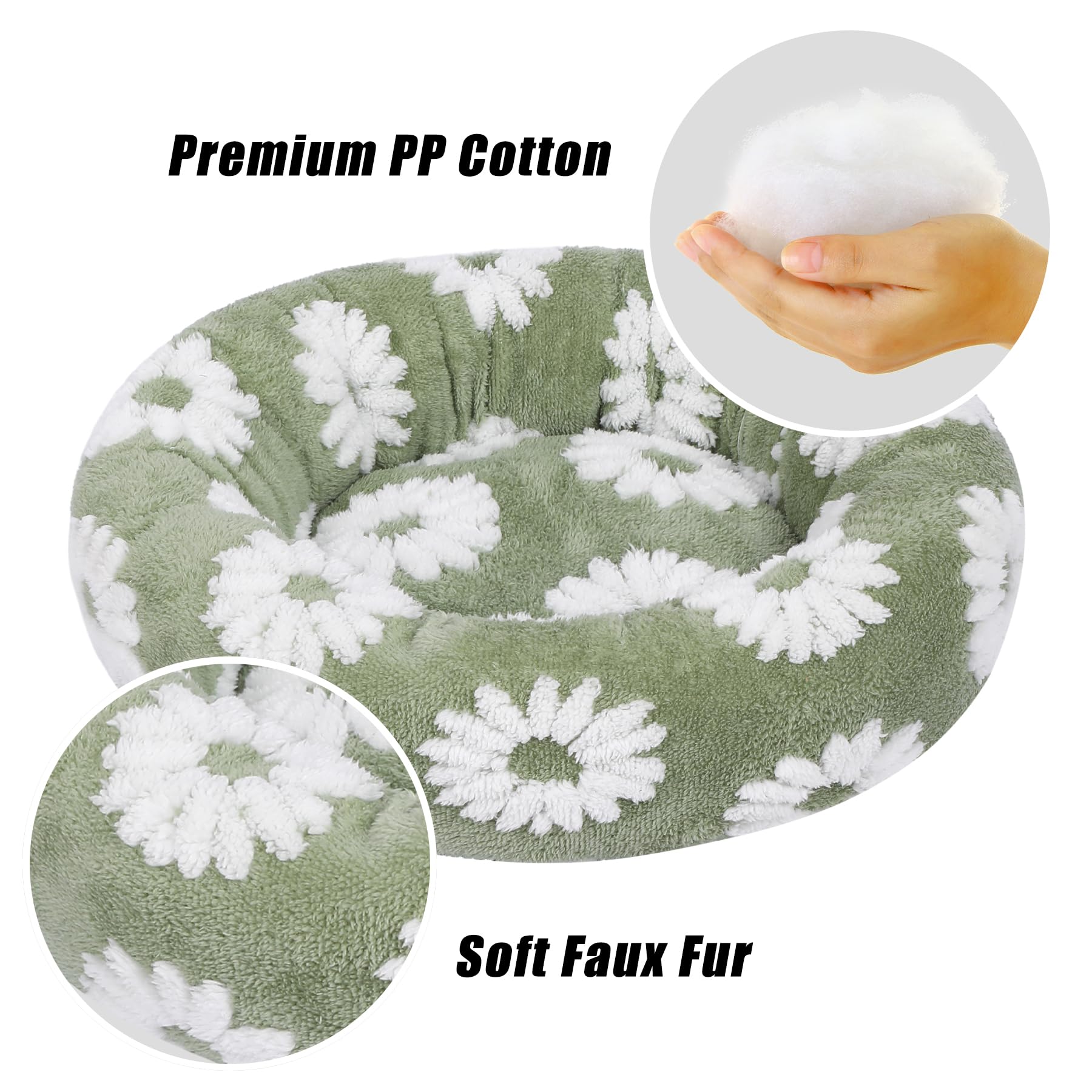 Calming Donut Dog Bed for Small Pets up to 40 lbs - Washable Anti-Anxiety Round Pet Bed with Non-Slip Bottom - Fluffy & Cozy for Dogs & Cats (White, 28