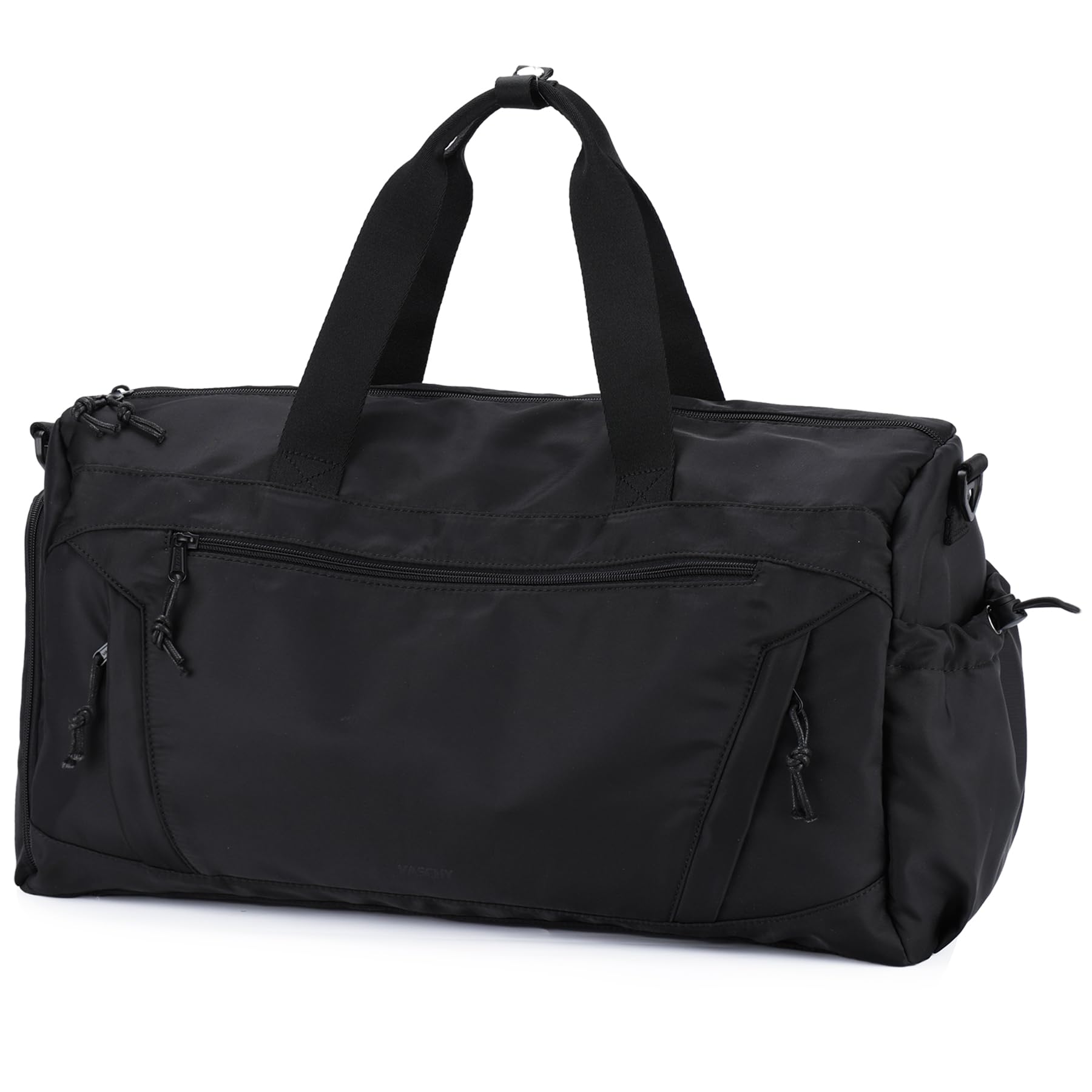 Vaschy 20in Medium Weekender Duffle Bag for Travel, Gym & Yoga - Water-Resistant Carry-On Overnight Bag with Shoe Compartment & Luggage Sleeve - Perfect for Women & Men (Black) | Ideal for Weekend Getaways, Fitness Sessions & Business Trips
