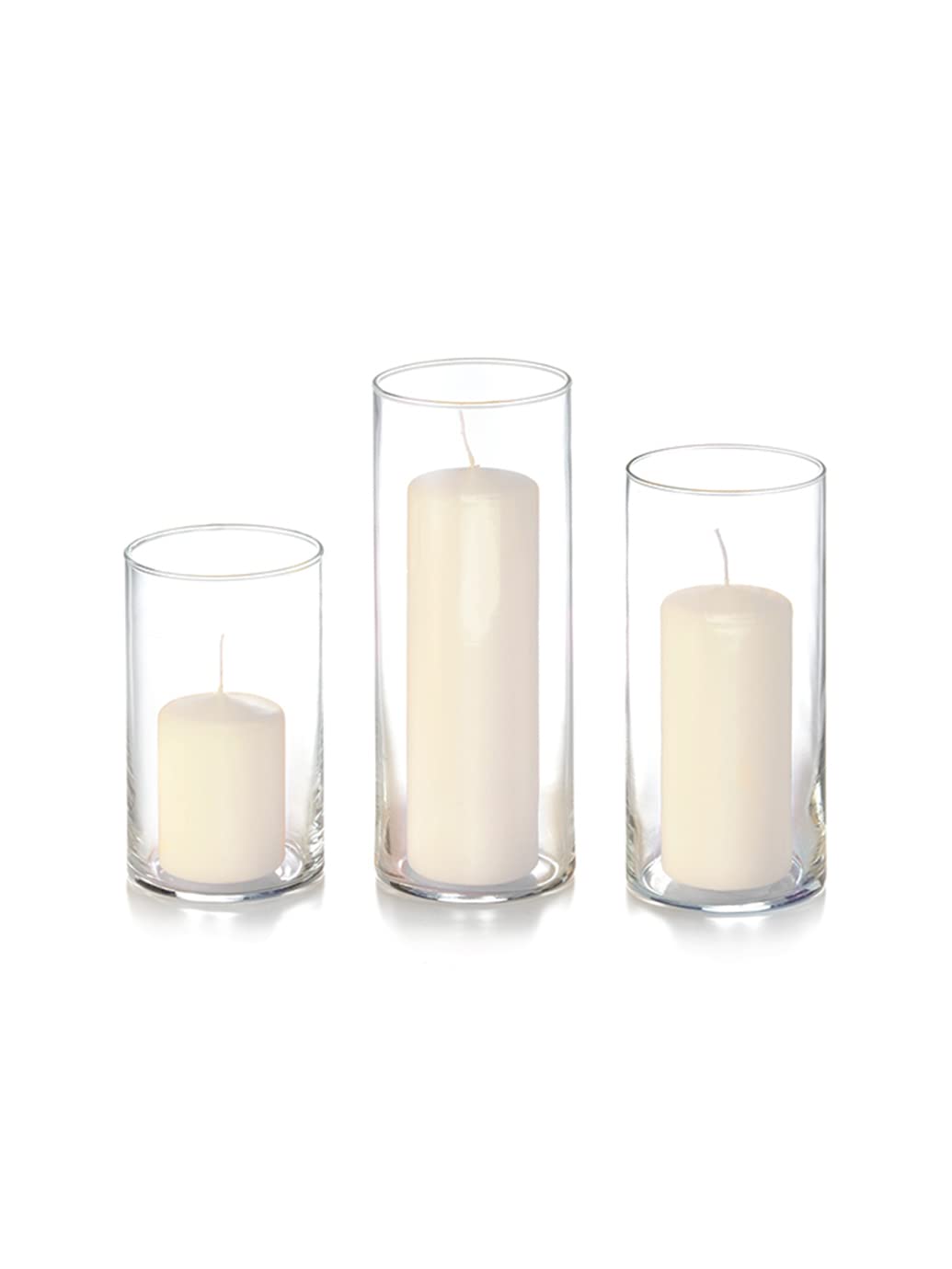 Yummi Set of 3 Slim Pillar and Cylinder Vases in Ivory - Elegant Home Decor for Weddings, Centerpieces & Modern Interior Design
