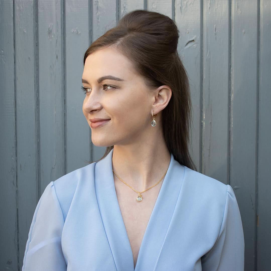Blue Topaz Drop Hoop Earrings in Sterling Silver | December Birthstone Jewelry for Women | Perfect for Holiday Gifts, Parties & Special Occasions