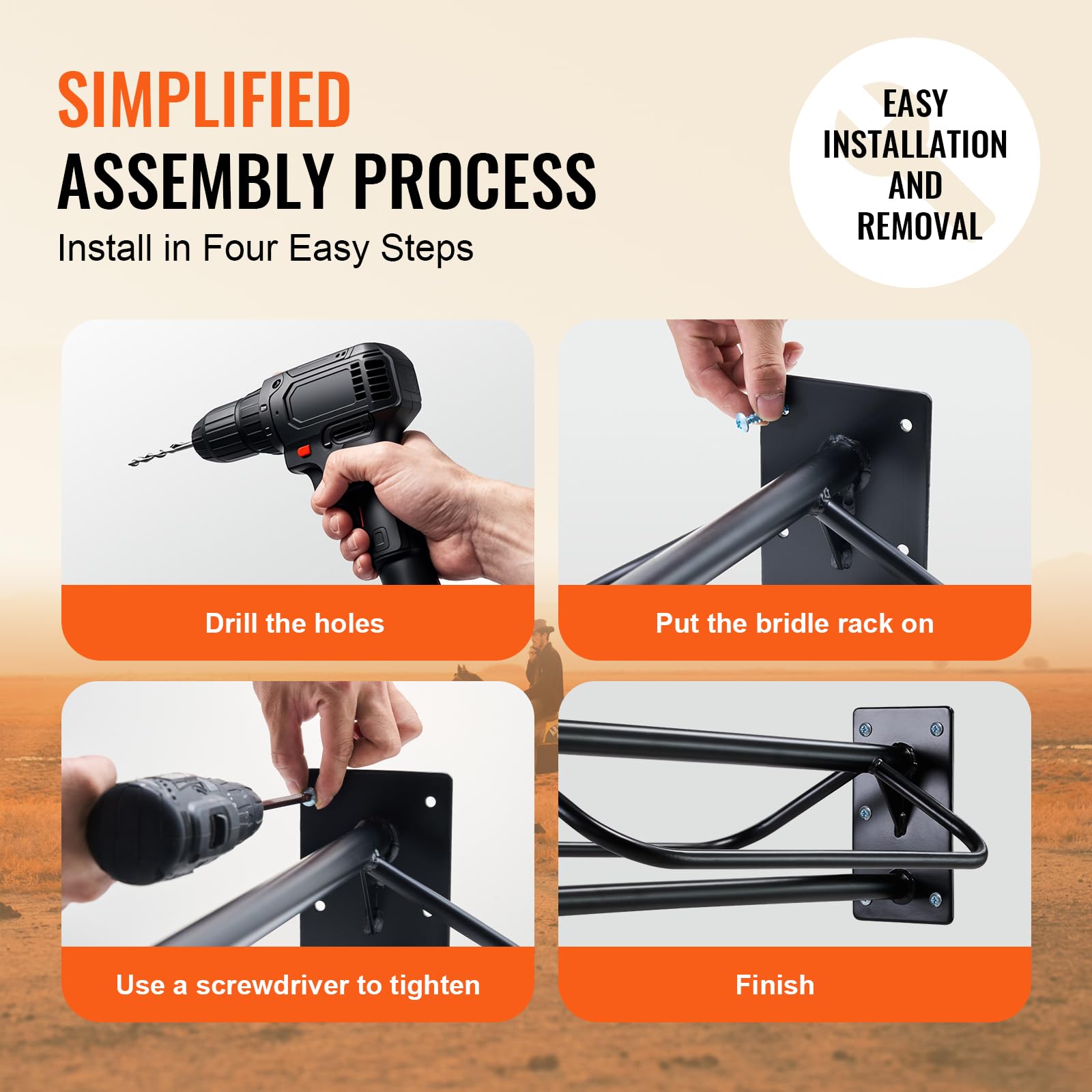 VEVOR Heavy-Duty Wall Mounted Saddle Rack - 2 Pack Steel Saddle Stand with Pad Bar (23.8