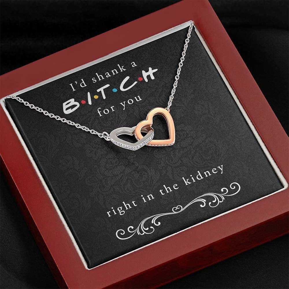 Handmade Message Card Necklace - Funny 'Shank a Bitch' Best Friend Gift for Christmas, Birthday, Sister | Unique Jewelry for Women, Friendship Day & Special Occasions