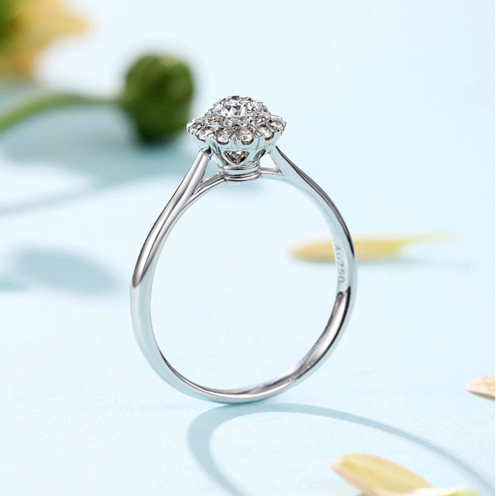 Daesar 18K White Gold Snowflake Diamond Wedding Ring for Women - 0.1ct/0.19ct Round Cut Promise Engagement Ring - Perfect for Proposals, Anniversaries & Bridal Jewelry