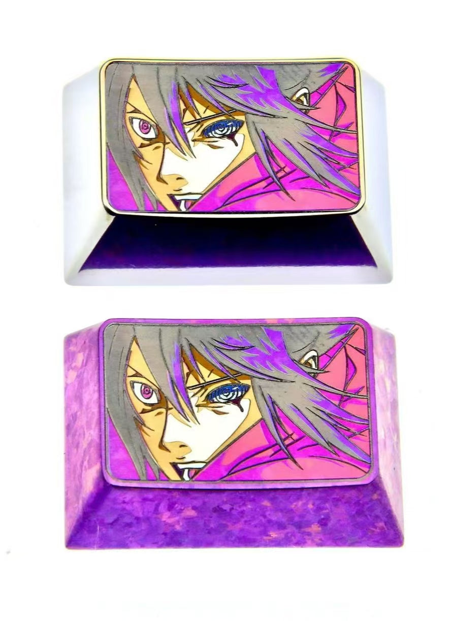 Naruto Uzumaki & Sasuke Uchiha 1.5U Titanium Alloy Anime Keycaps - Custom Metal Keycaps for Mechanical Keyboard - Perfect for Gaming & Anime Fans Collection