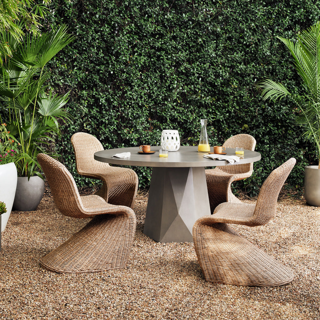 Vintage Natural Portia Outdoor Dining Chair - Weather-Resistant Patio Furniture for Garden, Poolside & Backyard Relaxation