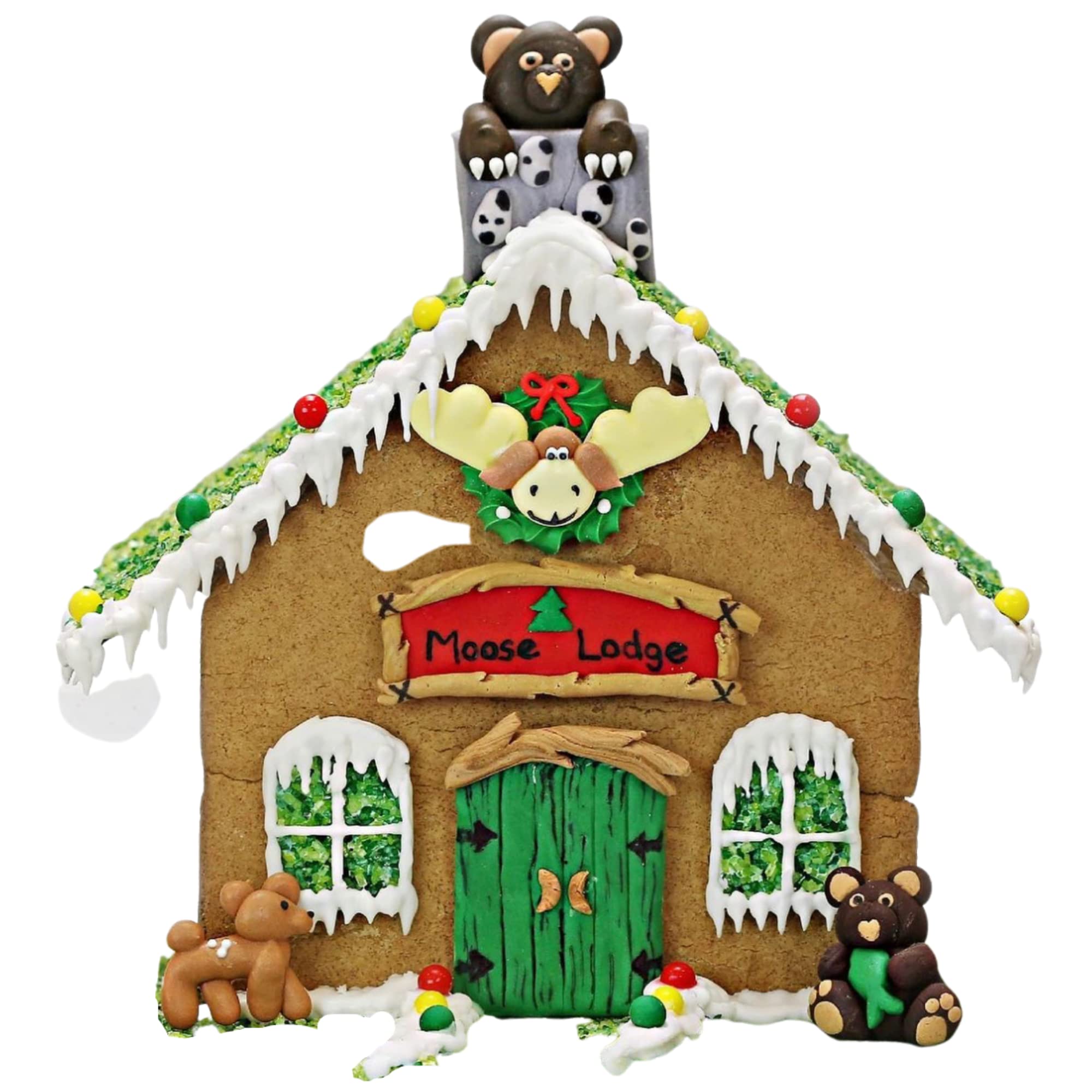 Christmas Gingerbread House Kit for Kids - Bakery Bling™ Moose Lodge DIY Baking Set with Pre-Baked House, Quick-Dry Icing, Glittery Sugar & Edible Decorations | Fun Holiday Activity for Family Baking & Christmas Party Decor