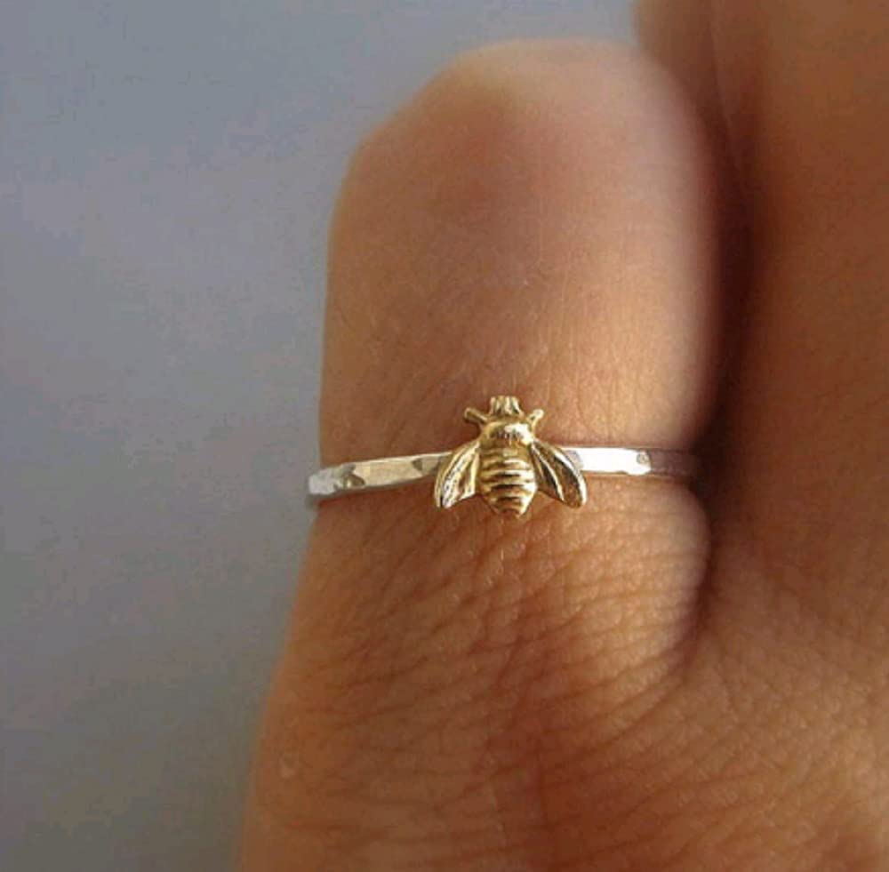 Cute Gold Honey Bee Ring for Women - Wedding Band & Lucky Jewelry for Daily Wear