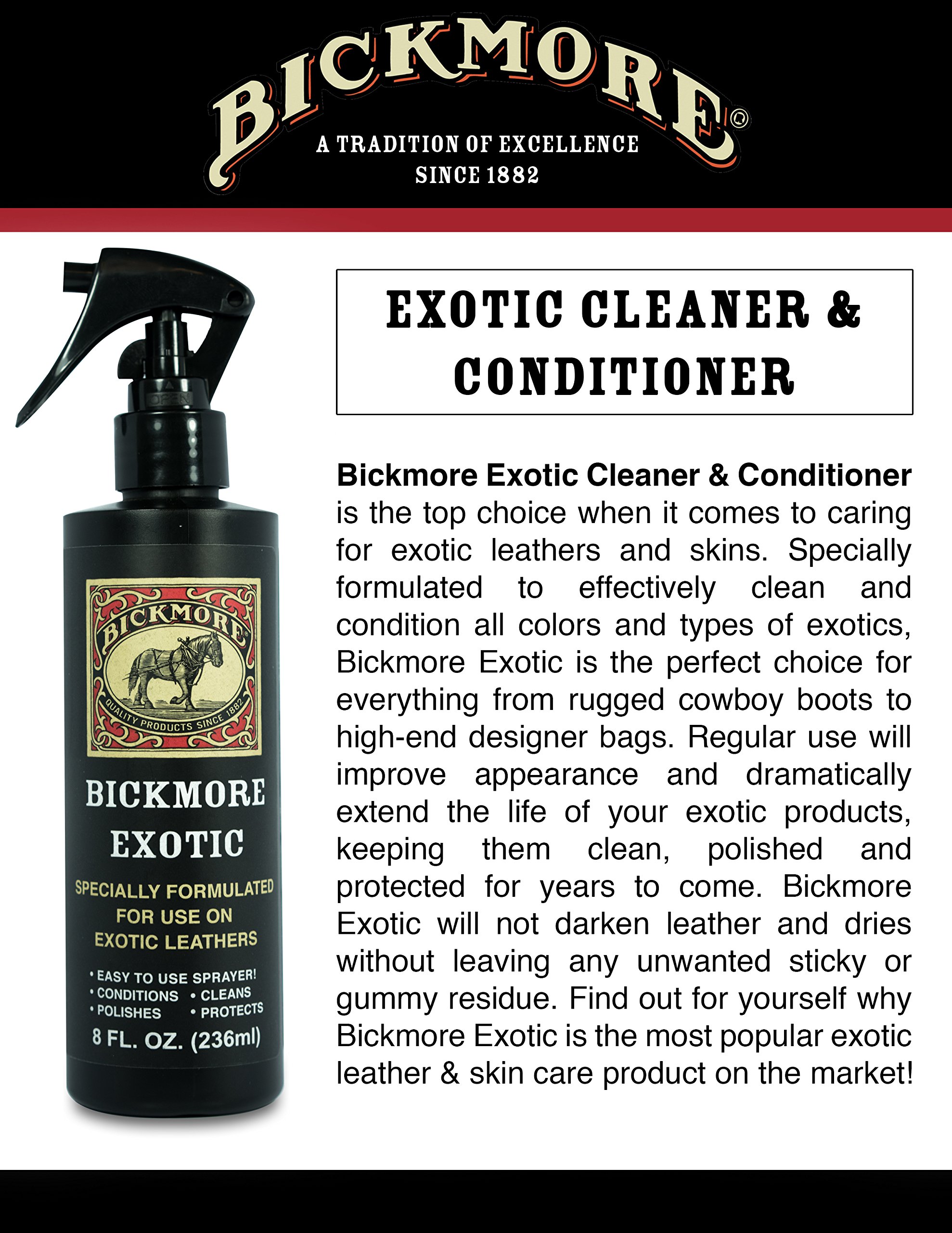 Premium 8oz Exotic Leather Care Spray - Clean, Condition, Polish & Protect Leather Bags, Shoes, Wallets & Reptile Skin Accessories | Ideal for Luxury Handbags, Boots & Exotic Leather Goods Maintenance