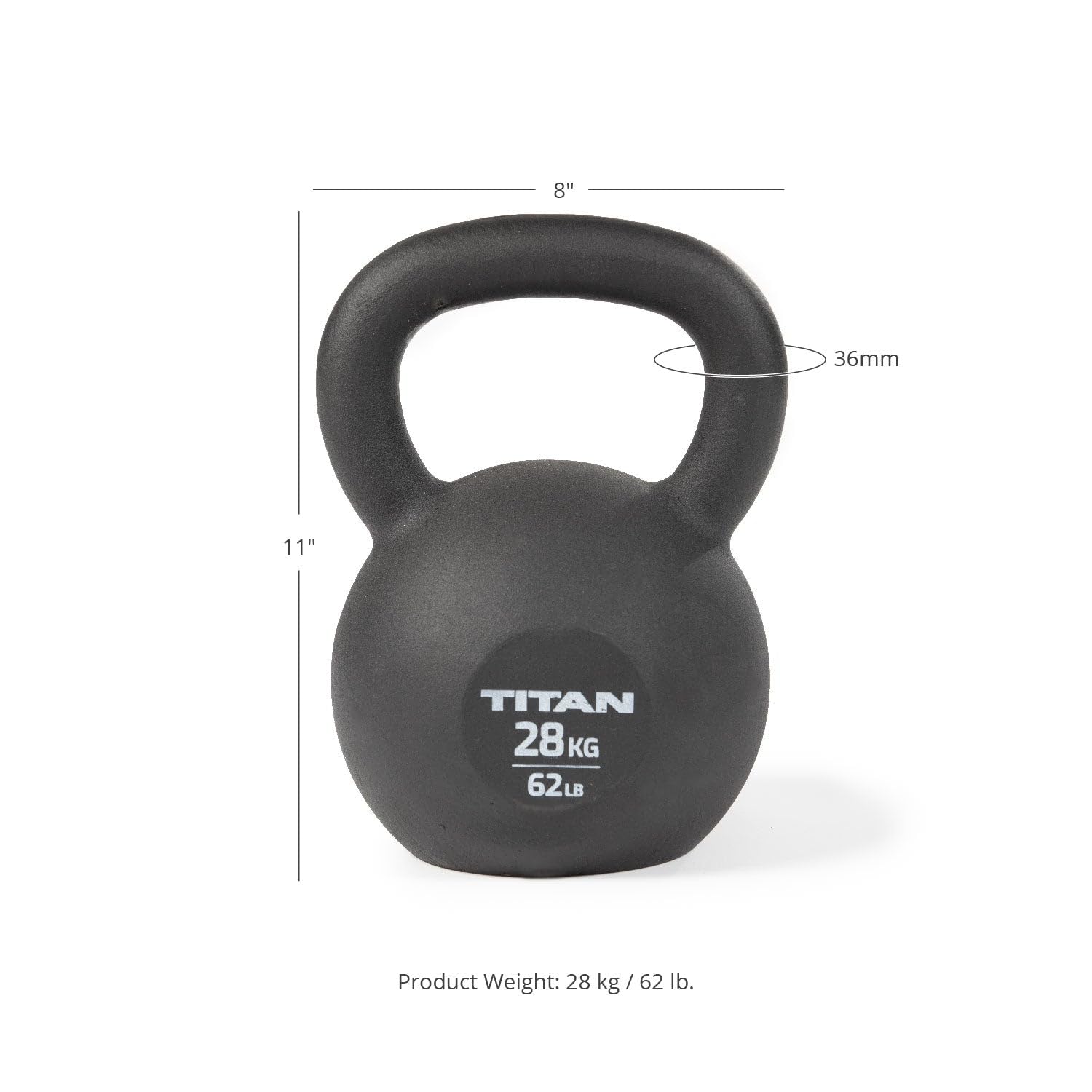 Titan Fitness Cast Iron Kettlebell - Durable Single Piece Casting with KG/LB Markings for Full Body Workout - Perfect for Home Gym, CrossFit & Strength Training