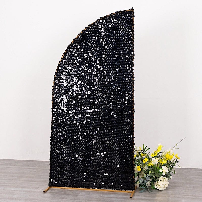 Double Sided Big Payette Sequin Half Moon Wedding Arch Backdrop Stand Cover - Elegant Wedding Decor for Ceremonies, Receptions & Photo Booths
