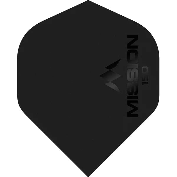 MISSION Logo 150 No2 Size Dart Flights - 150 MICRON Extra Thick Black - Premium Dart Accessories for Professional and Casual Players - Perfect for Bars, Tournaments, and Home Practice