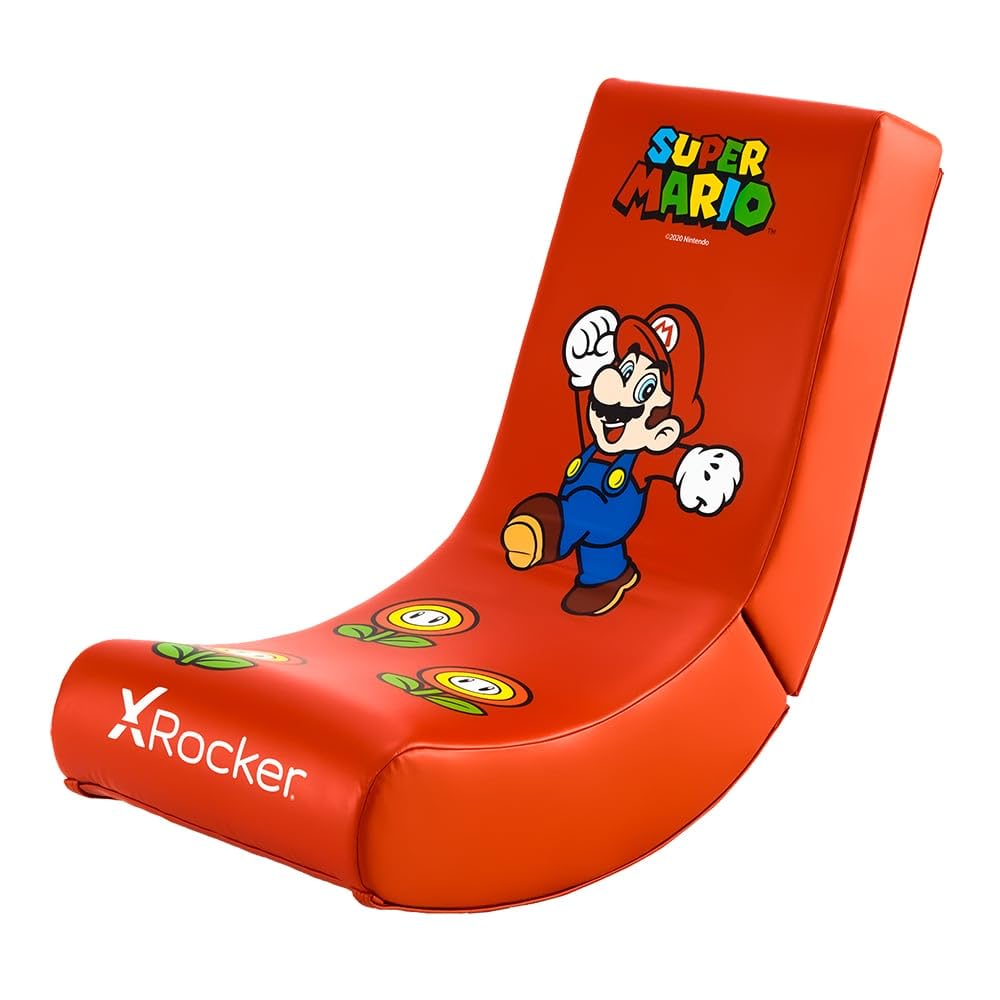 Nintendo Mario Video Rocker Gaming Chair - PU Leather Recliner for Kids & Adults - Perfect for Gaming, Relaxing & Movie Nights