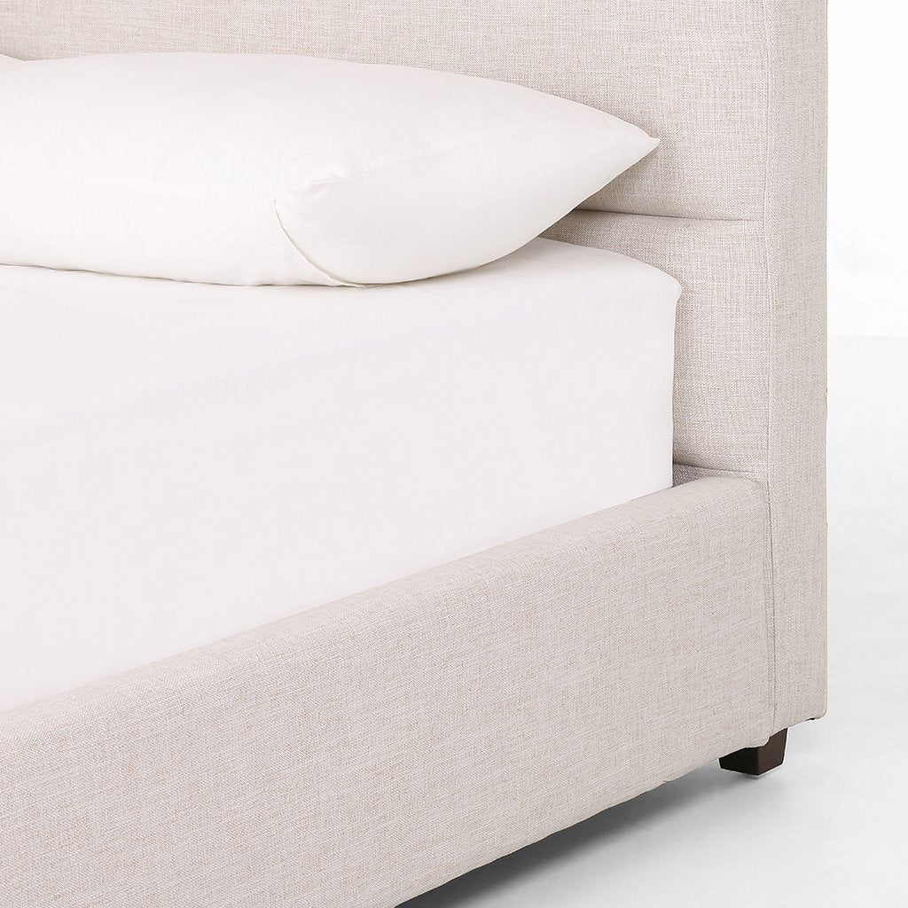 Daphne Bed Frame - Ivory Cambric Upholstered Platform Bed for Modern Bedroom | Perfect for Master Bedroom, Guest Room & Apartment