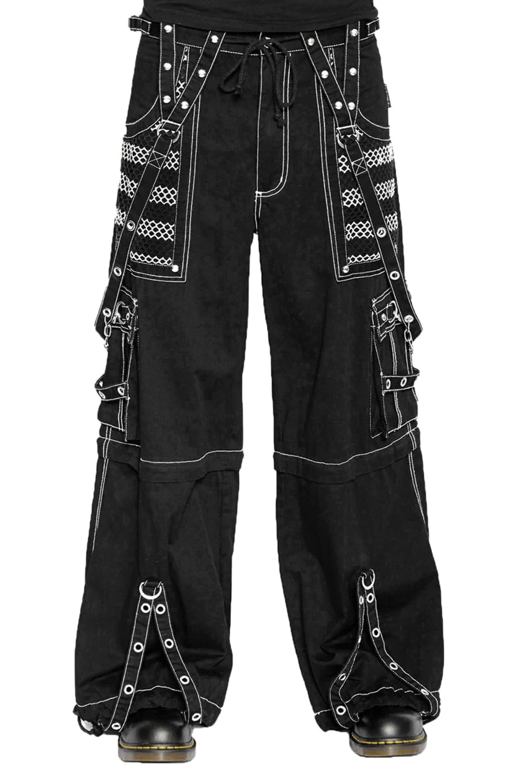 Tripp Electro Pants for Women & Men - Black/White Baggy Gothic Emo Punk Raver Pants - Perfect for Concerts, Raves, and Alternative Fashion Outfits