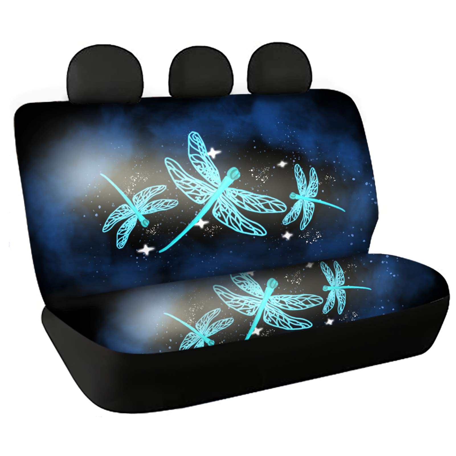 CLOHOMIN Teal Blue Dragonfly Print Odor-Free Back Seat Cover for Cars, SUVs, Trucks & Vans - Breathable Rear Seat Protector & Comfortable Saddle Blanket | Perfect for Road Trips, Pet Protection & Daily Commuting
