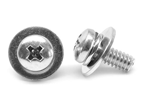 M5 x 18mm 10-32 Machine Screw SEMS Phillips Pan Head with Split & Flat Washers - Low Carbon Steel Zinc Plated (Pack of 1000) - Ideal for Automotive, Electronics & DIY Projects
