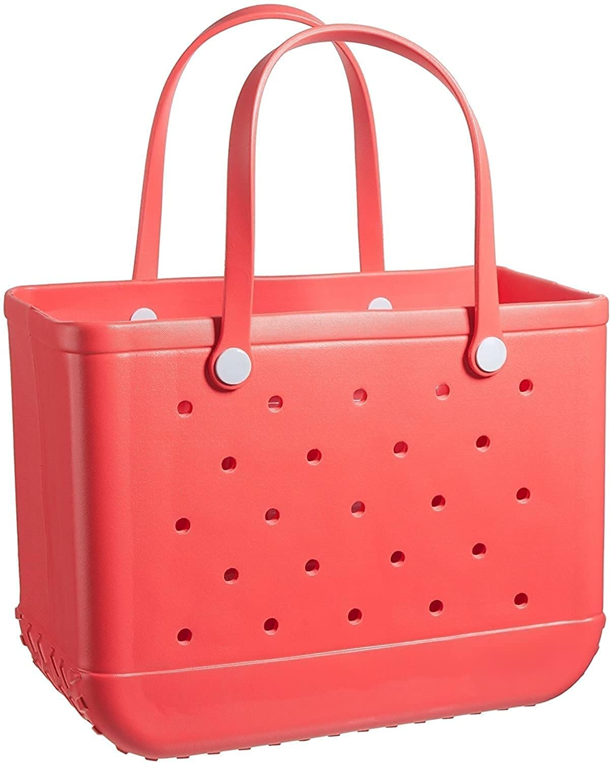 Waterproof EVA Oversized Beach Tote Bag with Drain Holes - Lightweight Travel Handbag for Pool, Boat, Outdoor Sports & Work (Red) - Perfect for Beach Trips, Swimming, Gym & Shopping