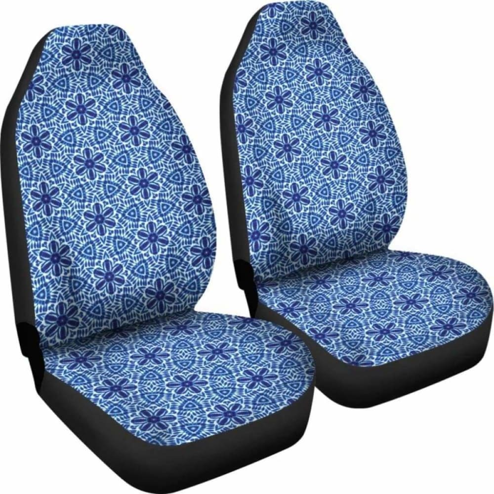 Blue Boho Floral Shibori Dye Car Seat Covers - Waterproof & Breathable - Perfect for SUVs, Sedans & Trucks - Boho Chic Car Interior Accessories for Women & Men