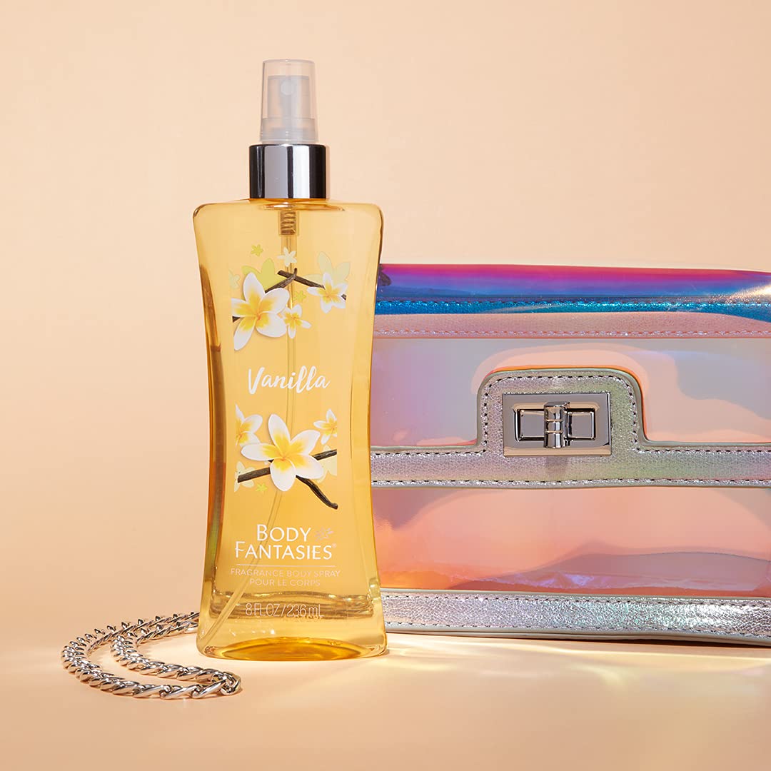 Body Fantasies Vanilla Fragrance Body Spray - 8 Ounce (Pack of 2) | Long-Lasting Scent for Women, Daily Use & On-The-Go Freshness