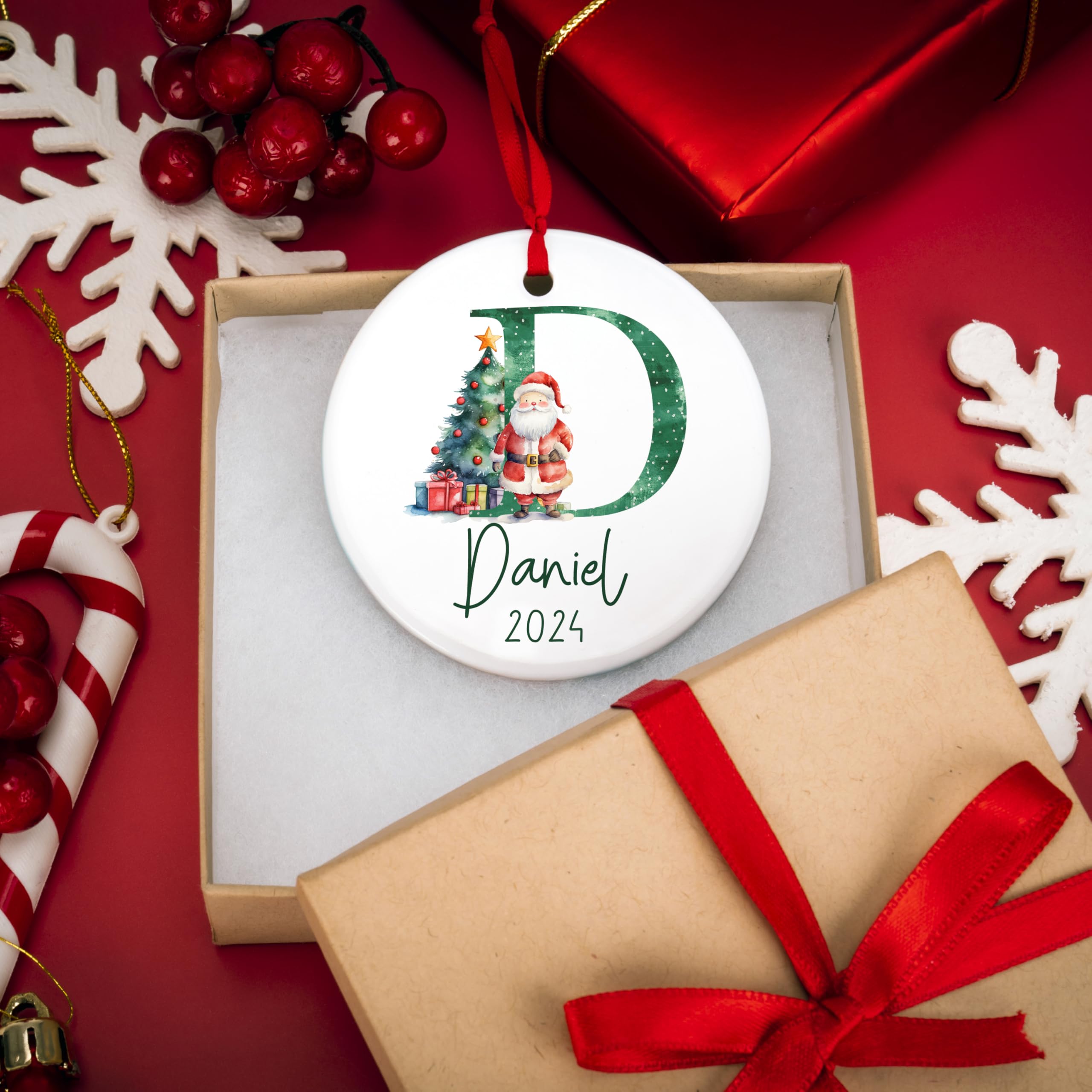 Personalized Christmas Initial Ornament with Name - 3 Custom Designs - Unique Holiday Hanging Decor for Kids - Perfect Gift for Tree Decorating & Family Celebrations