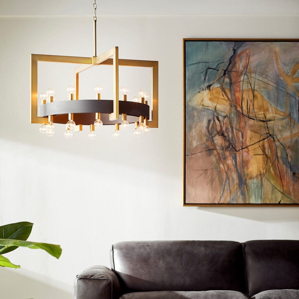 Cyan Design 11269 Archibald 24-Light Chandelier in Noir & Aged Brass Finish - Elegant Dining Room Lighting for Modern Farmhouse & Luxury Home Decor