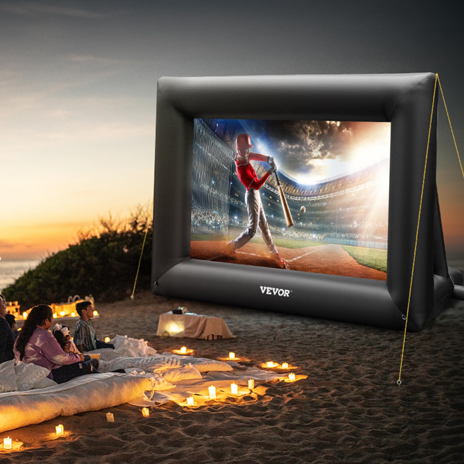 VEVOR 120-Inch Inflatable Outdoor Movie Screen with 350W Air Blower - Portable Front/Rear Projection Screen, Durable Oxford Fabric for Backyard, Camping & Drive-in Theater Night