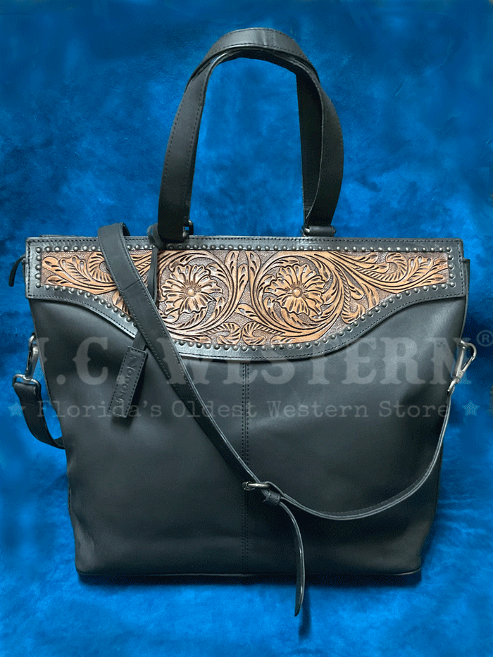 Nocona Women's Stacey Style Conceal Carry Tote Bag - Black Leather Purse for Everyday Use, Work & Travel | Handbag with Hidden Gun Compartment