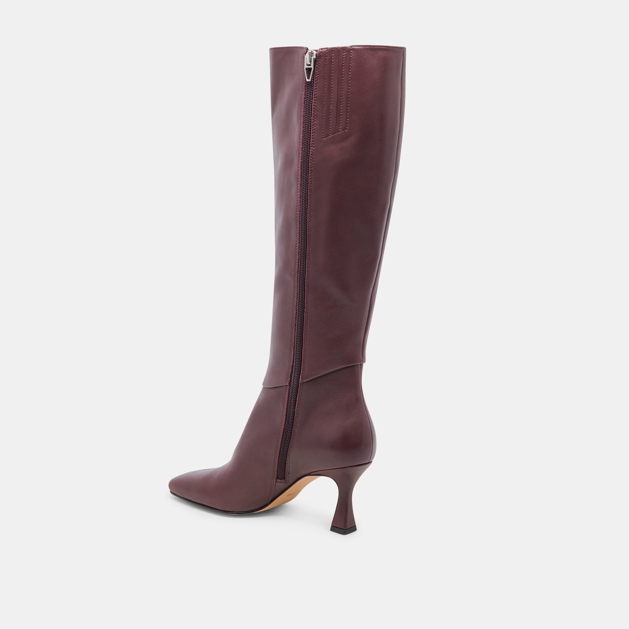 GYRA Wide Calf Boots for Women - Genuine Wine Red Leather Mid-Calf Boots with Comfortable Fit | Perfect for Fall, Winter & Office Wear