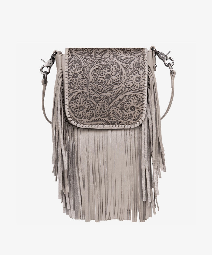 Montana West Genuine Leather Floral Fringe Crossbody Bag for Women - Stylish Boho Shoulder Purse with Adjustable Strap, Perfect for Daily Use, Travel & Festivals