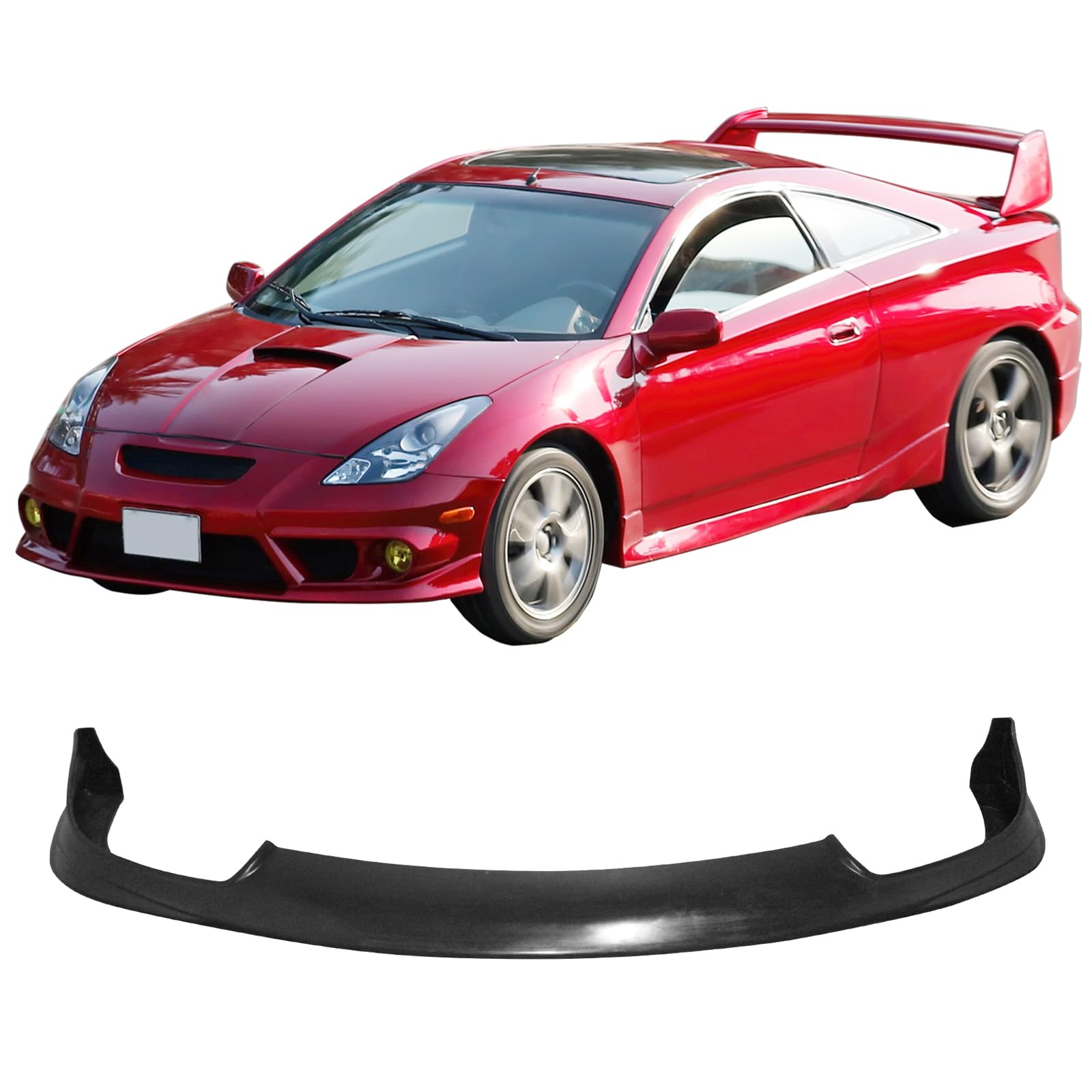 IKON MOTORSPORTS JDM Style PU Black Front Bumper Lip Spoiler Splitter for 2000-2002 Toyota Celica - Perfect for Street Racing & Car Shows