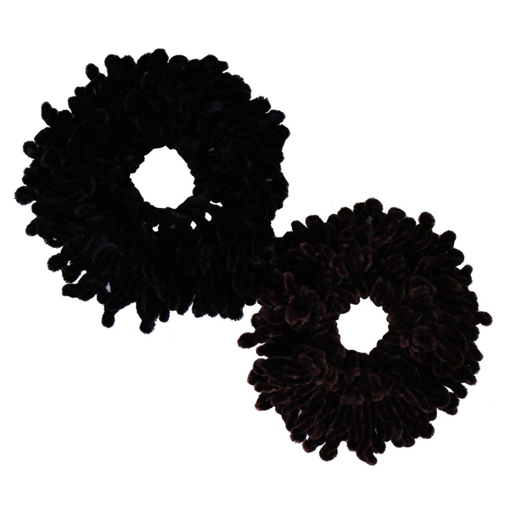 1PC Muslim Women's Fluffy Velvet Hijab Scrunchies - Solid Color Large Hair Tie, Bun Clip with Flexible Rubber Band (Black) | Perfect for Daily Wear, Prayer & Special Occasions