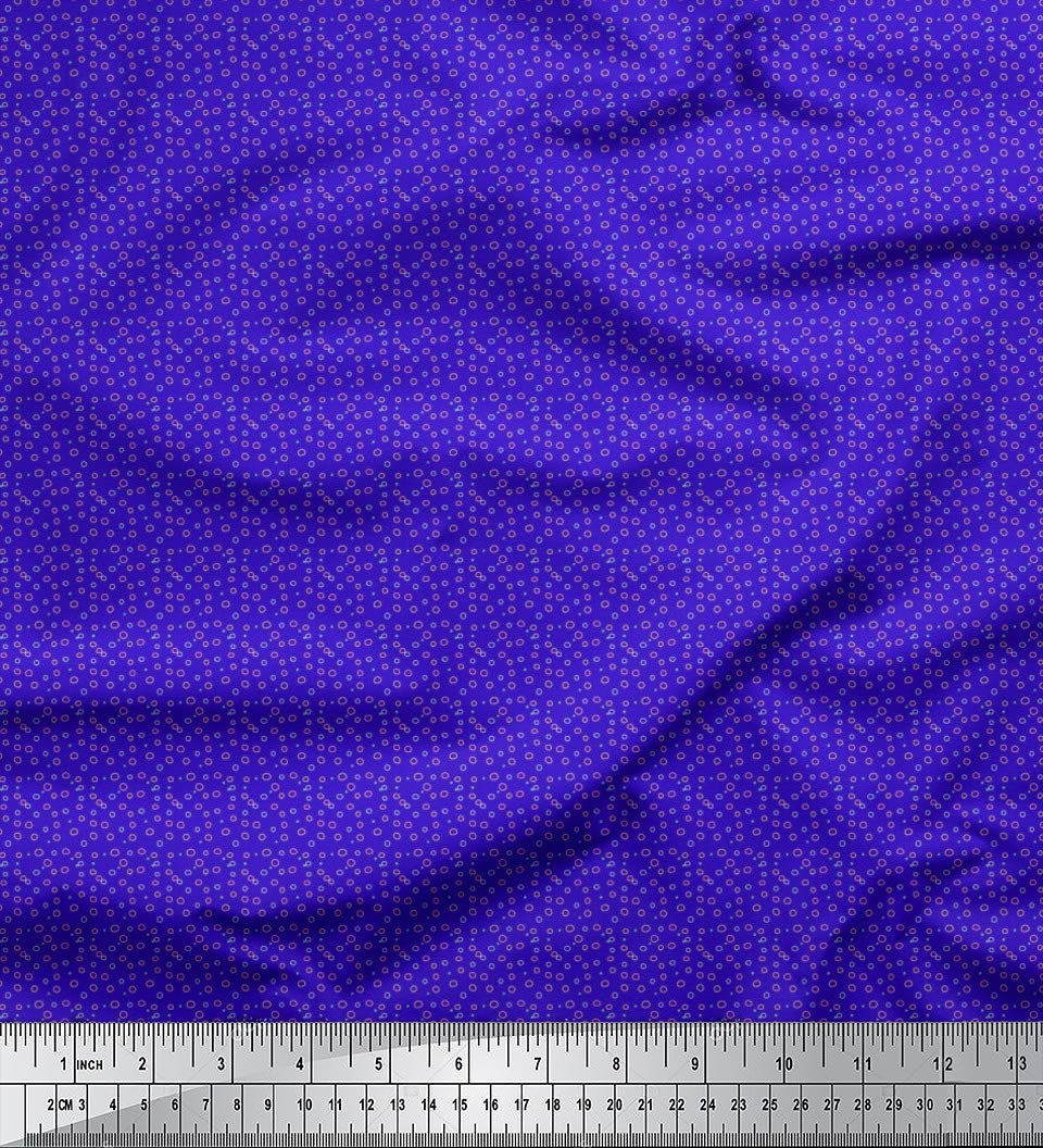 Soimoi Moss Georgette Blue Fabric by The Yard - 42 Inch Wide Geometric Printed Fabric with Line & Circle Patterns for Fashion, Home Decor & DIY Projects - Contemporary Artistic Textile for Dresses, Curtains & Crafting