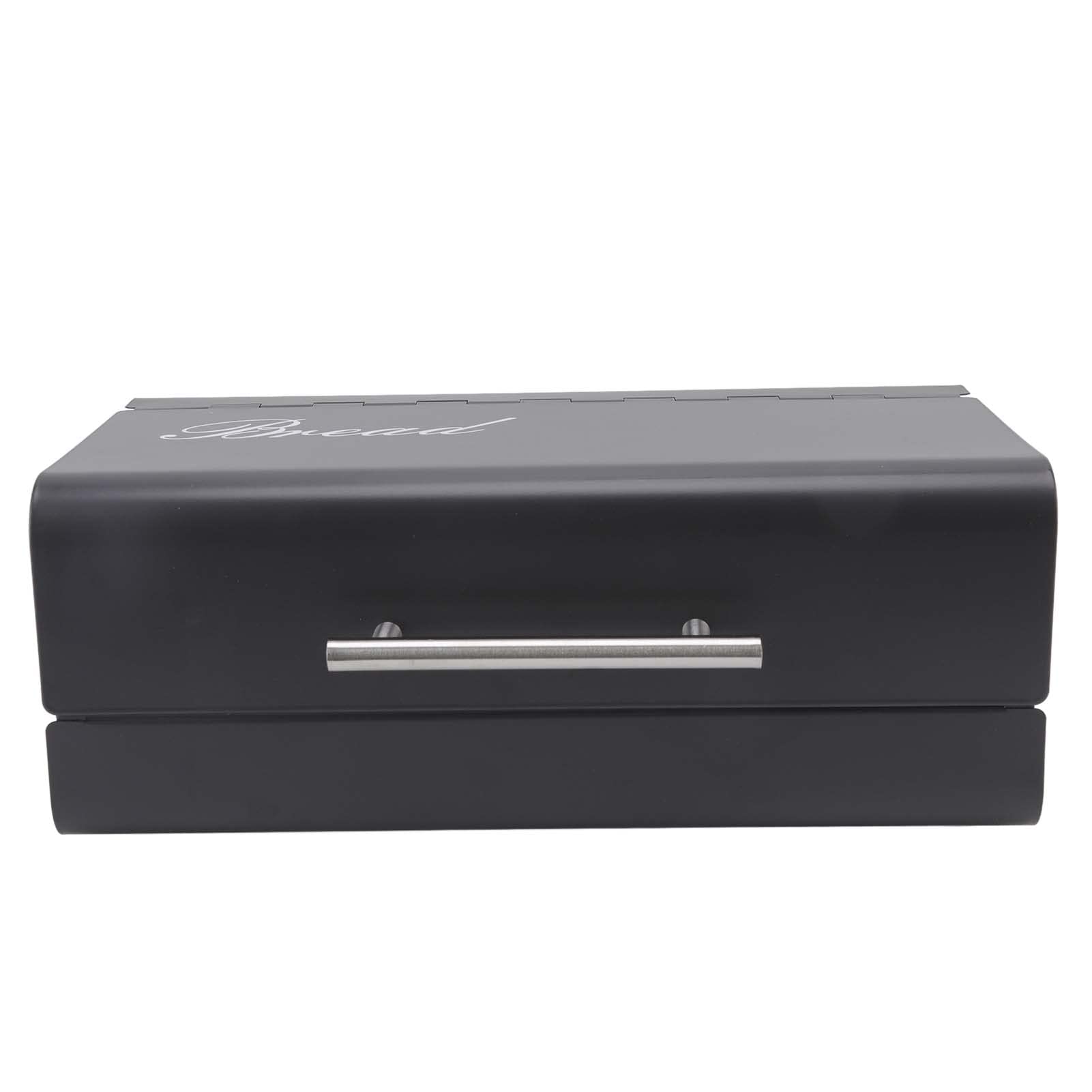 Stainless Steel Bread Storage Container with Clamshell Door - Large Capacity Bread Bin for Fresh Loaves, Baguettes & Pastries - Perfect for Kitchen Countertop, Pantry & Bakery Organization (Dark)