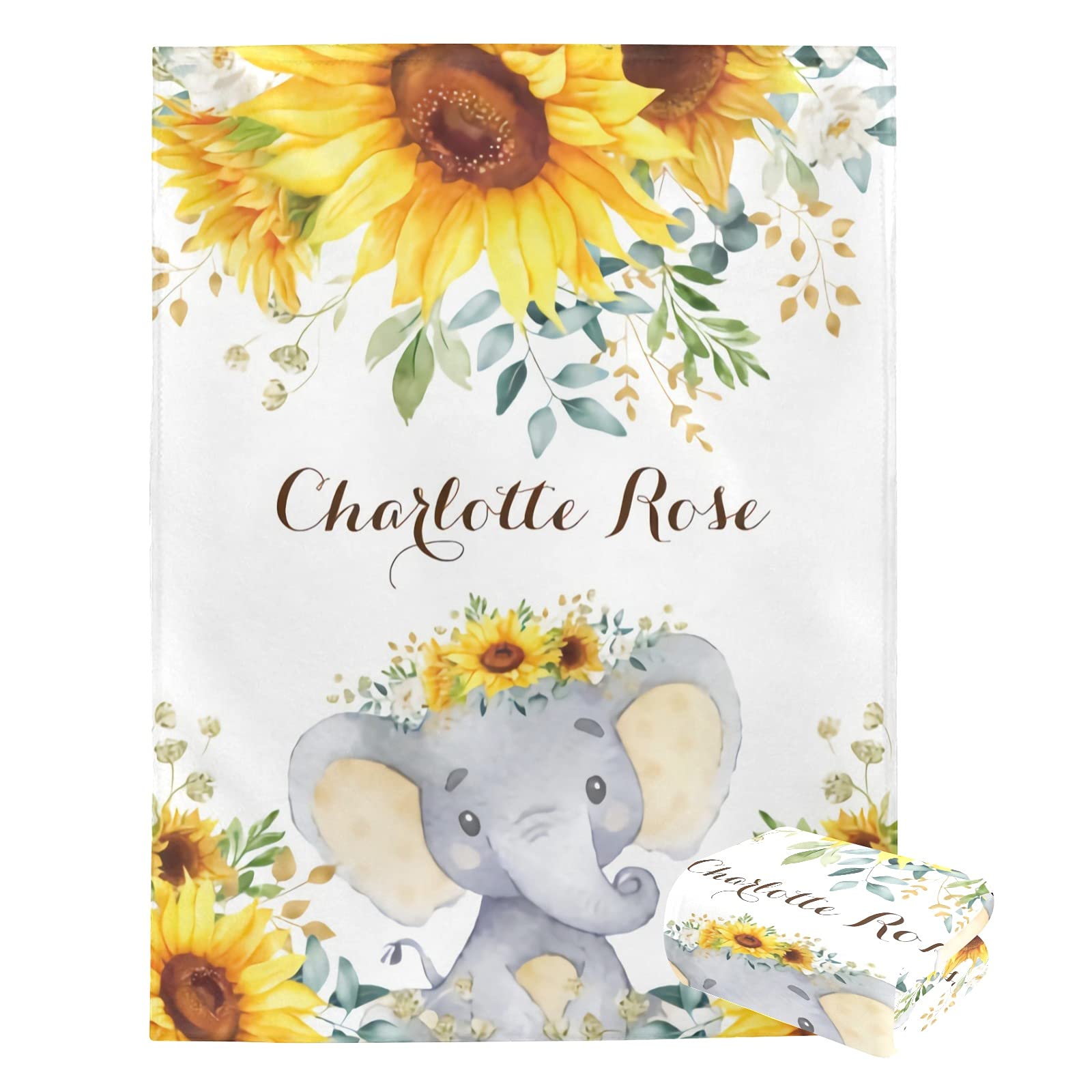 Personalized Baby Blanket with Name - Custom Elephant Design for Boys & Girls | Super Soft Newborn Blanket | Perfect Baby Shower Gift & Nursery Decor | Ideal for Cuddling, Swaddling, and Photo Props
