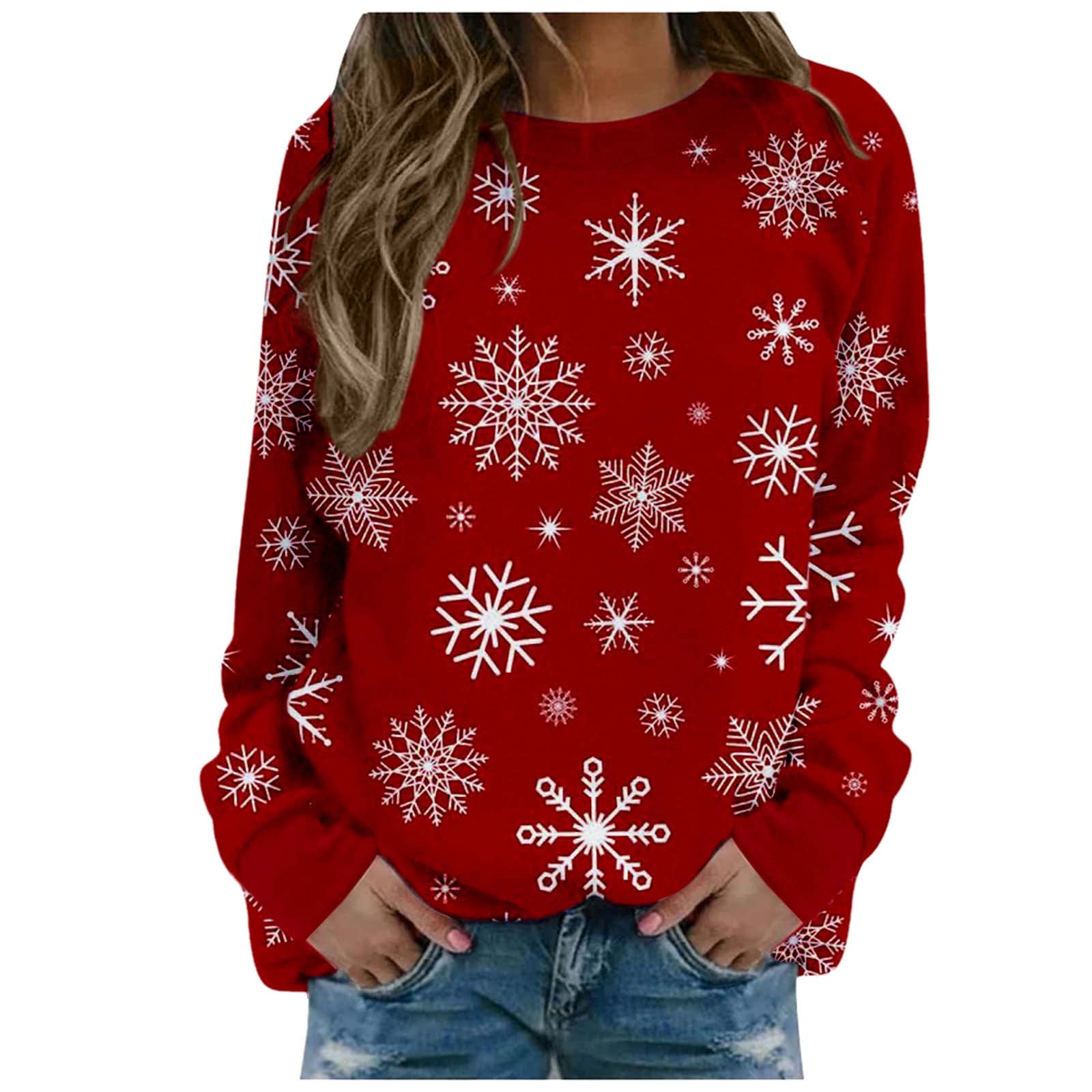 XTBFOOJ Women's Casual T-Shirts & Sweatshirts - Short Sleeve & Long Sleeve V-Neck Tunics with Round Collar - Perfect for Christmas Gifts, Daily Wear & Office Outfits