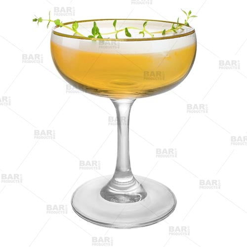 BarConic® 7 oz Gold Rimmed Coupe Cocktail Glass Set - Elegant Champagne & Martini Glasses for Parties, Weddings & Home Bar Decor