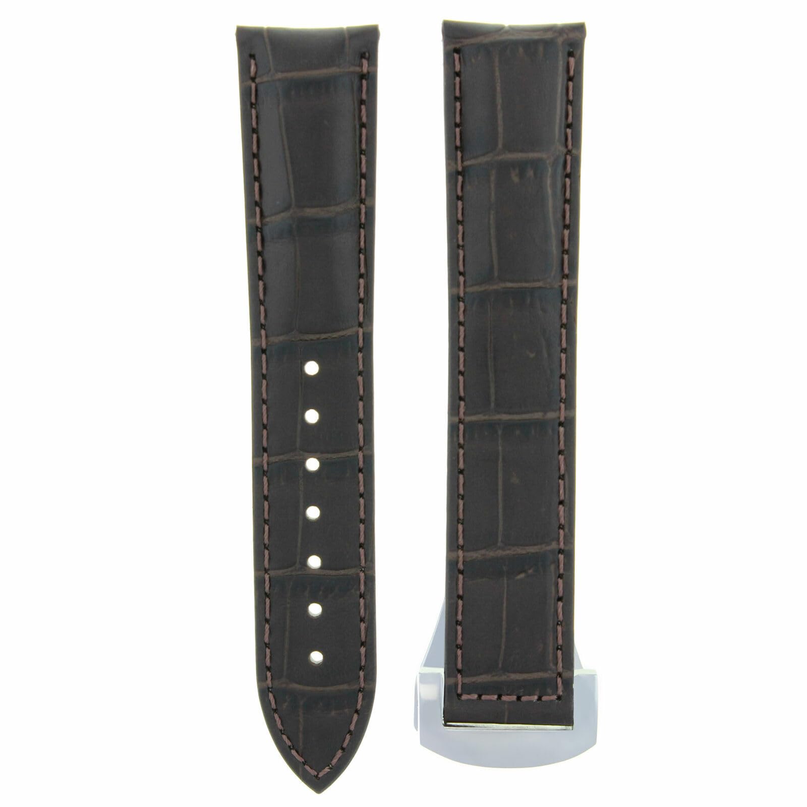 20mm Genuine Leather Watch Band Strap for Omega Seamaster Planet Ocean - Dark Brown Replacement Strap with Deployment Clasp | Durable & Comfortable for Daily Wear, Business & Casual Occasions