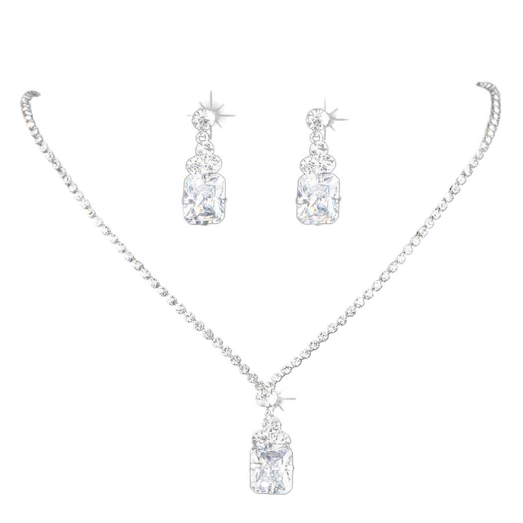 Elegant Silver Bridesmaid Jewelry Set - Necklace and Earrings for Weddings, Bridal Parties & Special Occasions | Perfect Gift for Women and Brides