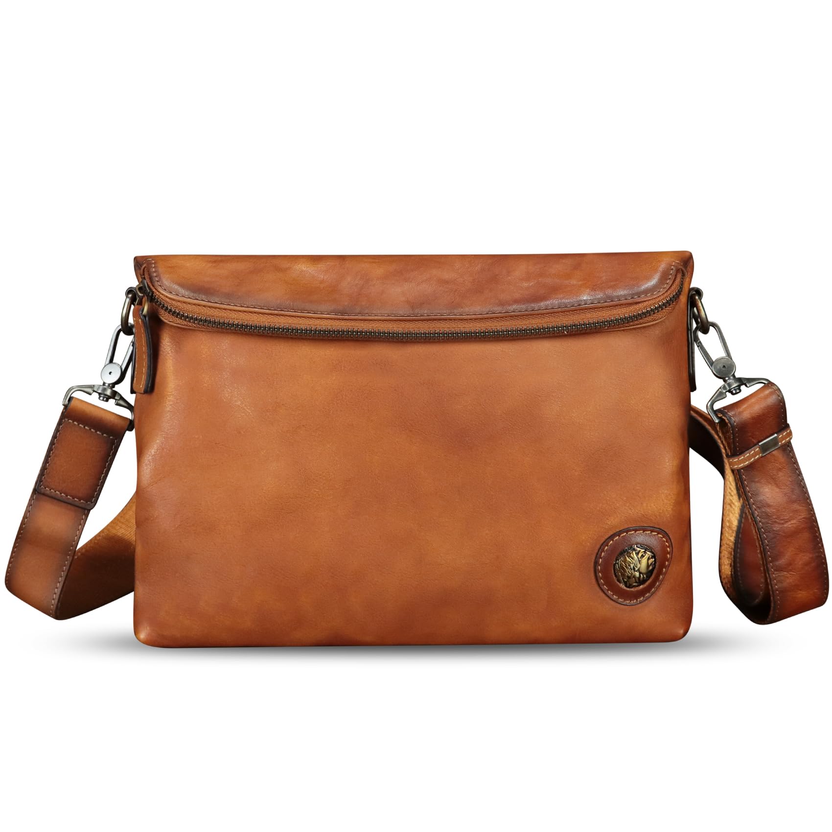 IVTG Genuine Leather Messenger Bag & Crossbody Purse for Men & Women - Stylish Shoulder Satchel with Adjustable Strap - Perfect for Work, Travel & Everyday Use