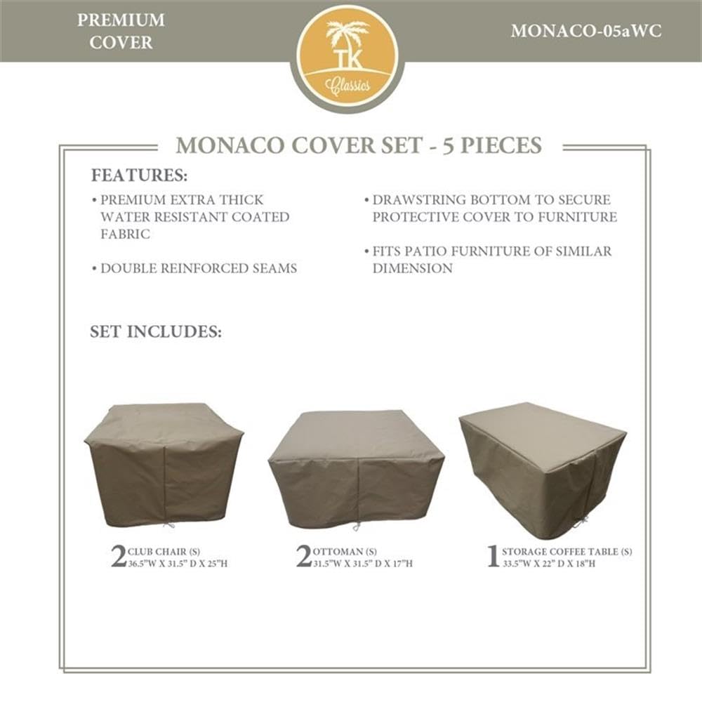 TK Classics MONACO-05aWC Waterproof Patio Furniture Covers - Beige Outdoor Sofa Protector for Rain, Sun & Snow | Fits Sectional, Loveseat & Chair Sets