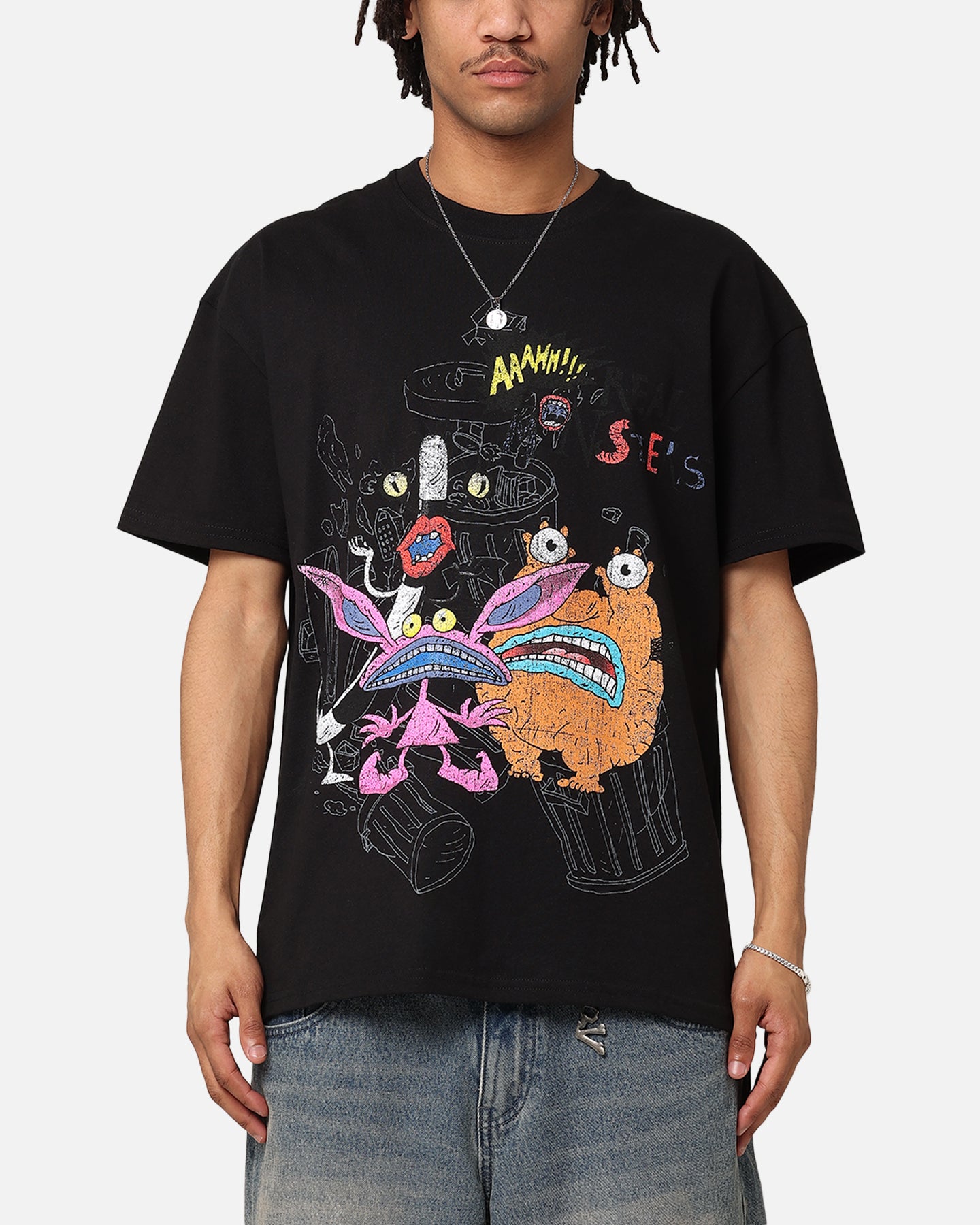 American Thrift x Aaahh!!! Real Monsters Vintage Heavyweight T-Shirt - Black Cotton Tee for Men & Women - Perfect for Halloween Cosplay, Retro Fashion & 90s Cartoon Lovers