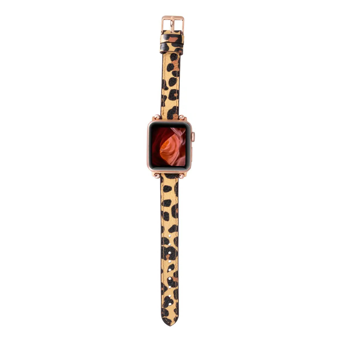 Leopard Print Genuine Leather Ultra Slim Apple Watch Band - Stylish & Durable Replacement Strap for Work, Gym & Everyday Wear
