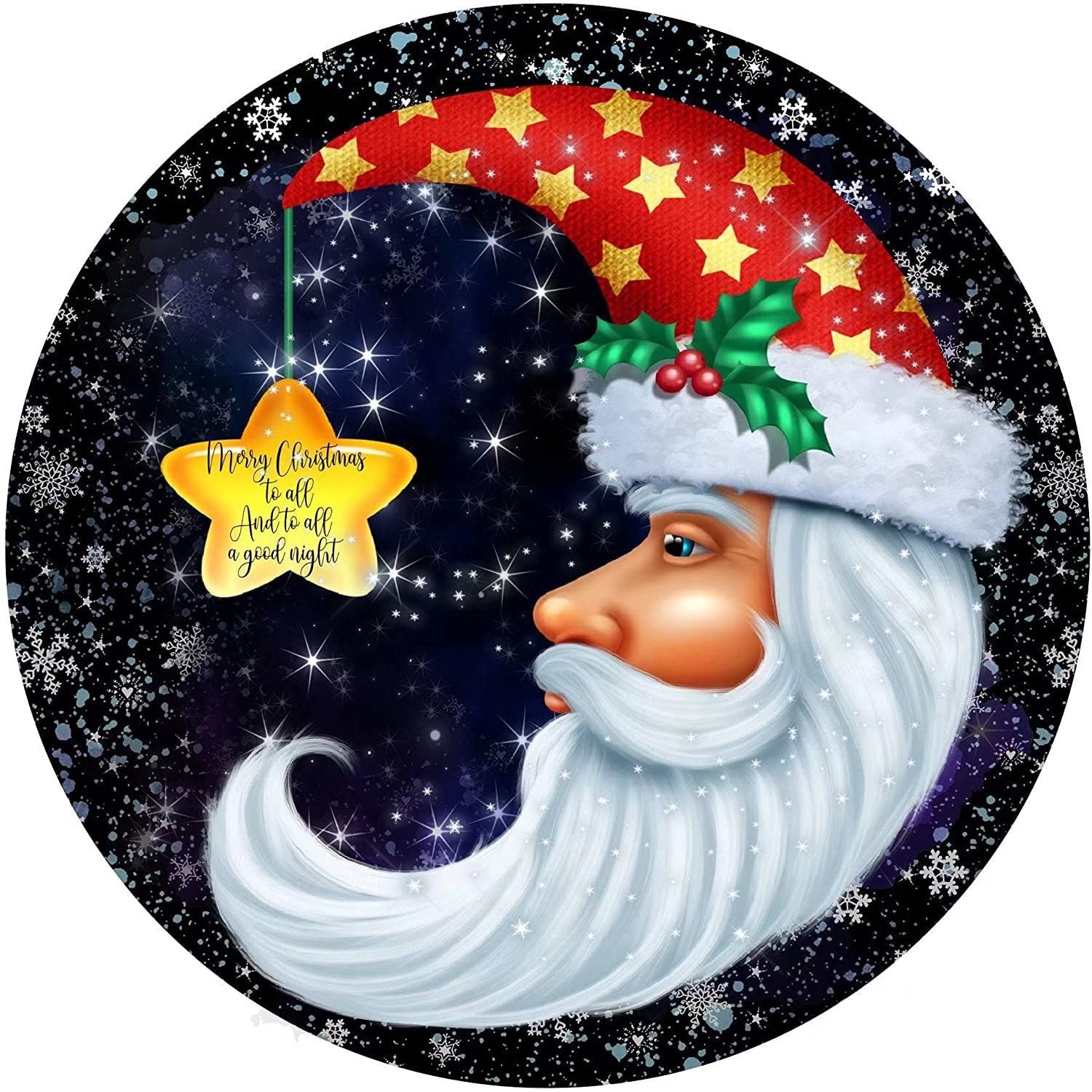 1000 Piece Round Christmas Puzzle - Moon & Santa Claus Wooden Jigsaw for Adults & Teens | Educational Brain Teaser Toy | Perfect Holiday Gift for Family Game Night & Winter Decor