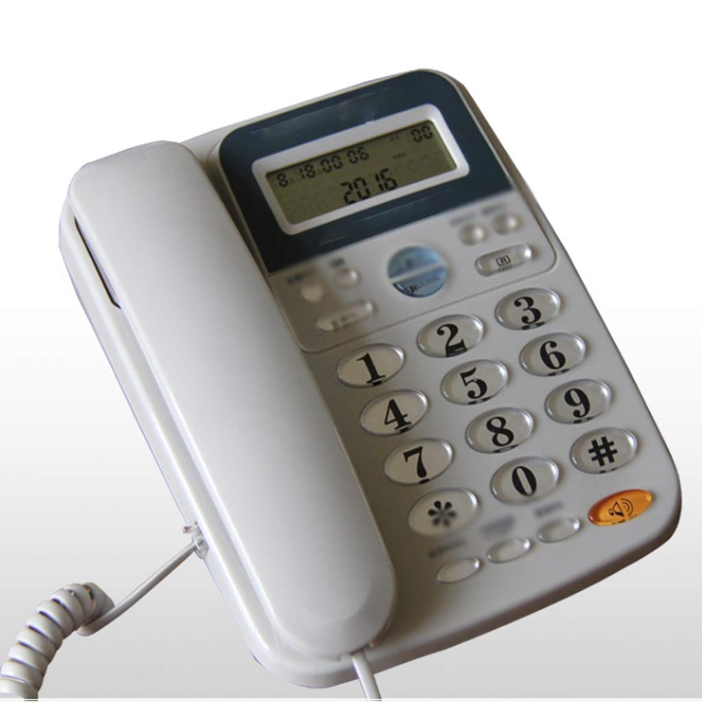 Vintage Corded Desk Phone with Speakerphone, Caller ID & LCD Display - Retro Home Office Telephone for Study, Living Room & Antique Decor (White)