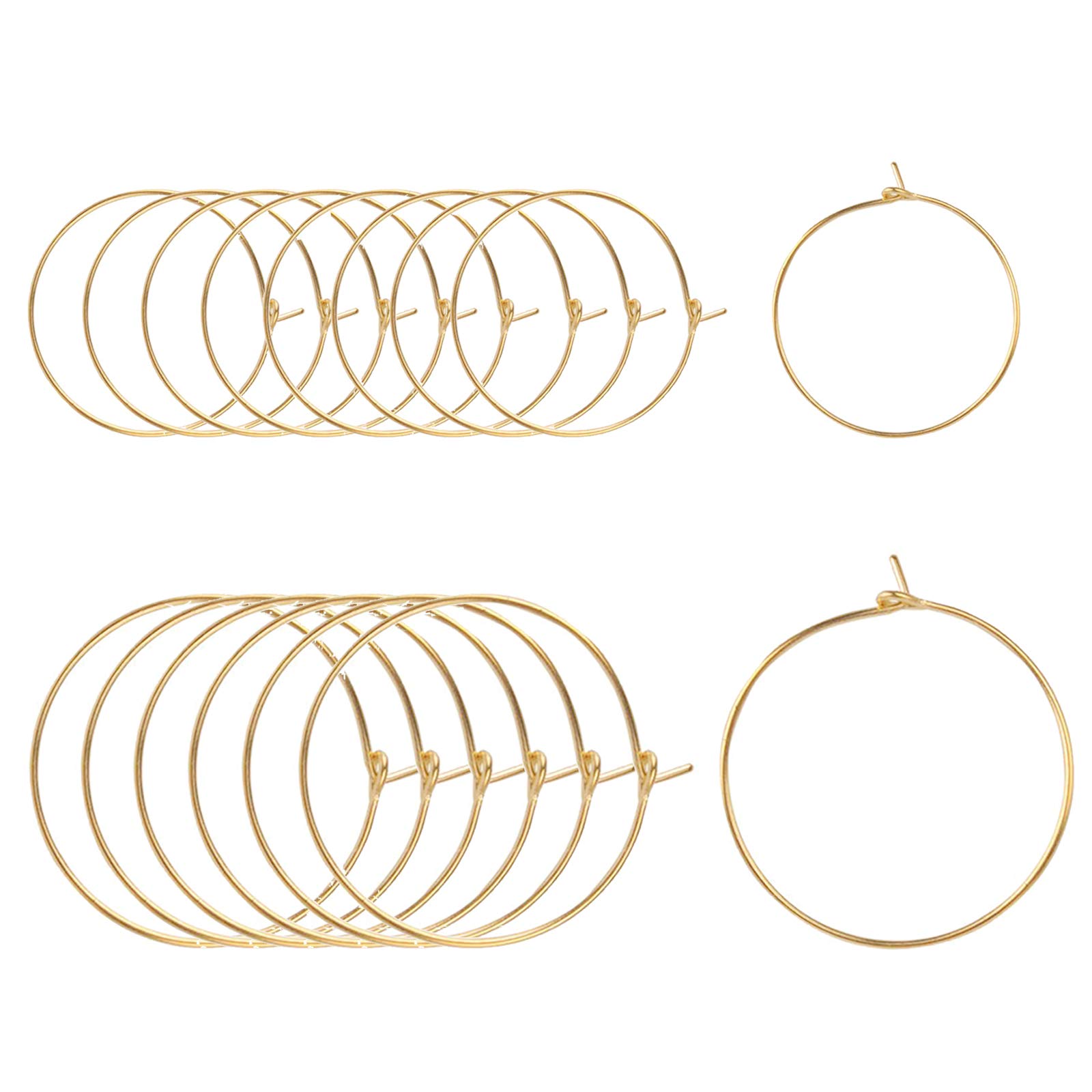 200 PCS Gold Hoop Earrings for Jewelry Making - 20mm & 30mm Beading Rings - DIY Wine Glass Charms, Craft Supplies for Earrings, Necklaces & Party Decorations