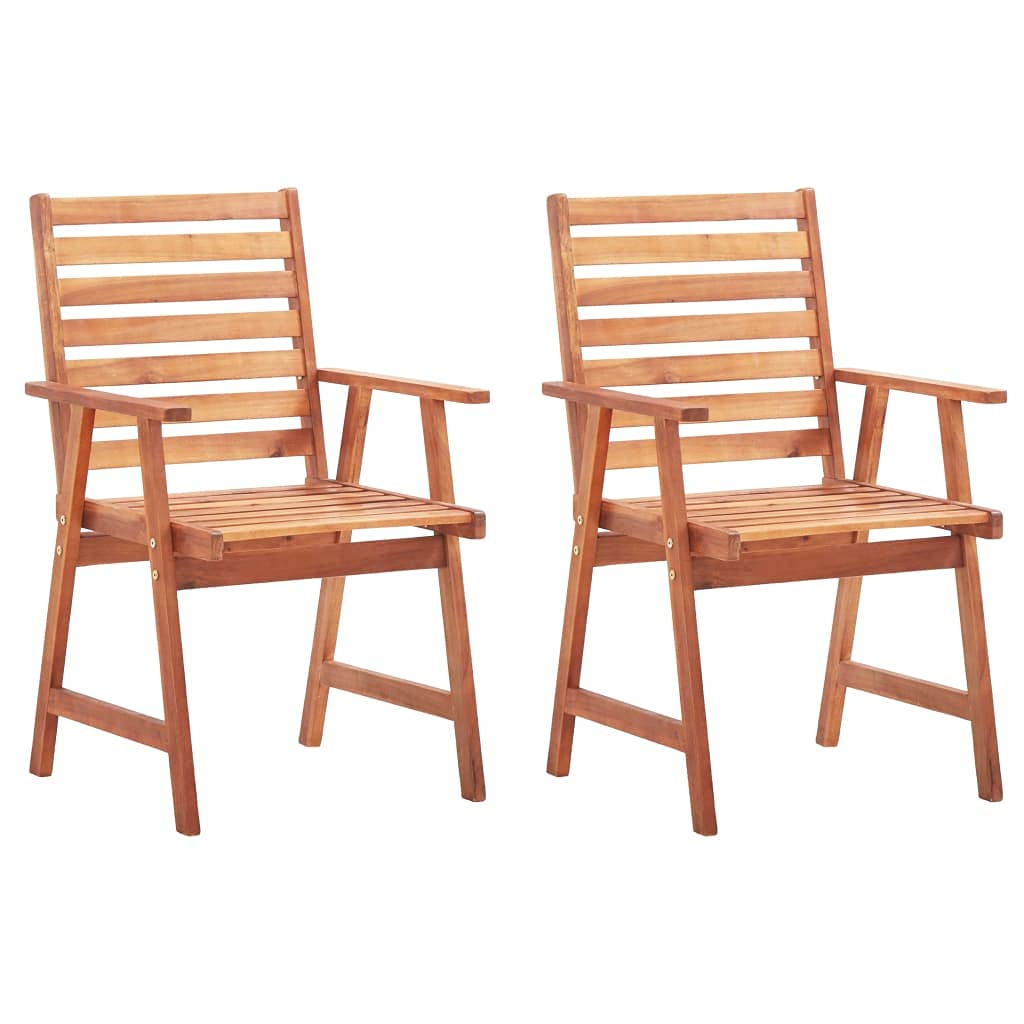 2-Piece Patio Dining Chairs Set with Cream Cushions - Solid Acacia Wood Outdoor Furniture for Garden, Backyard, Poolside & Dining Room - Weather-Resistant Comfort for Relaxing & Entertaining