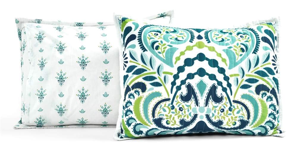 Lush Decor Clara Reversible Quilt Set - Full/Queen, Blue & Green for Cozy Bedroom